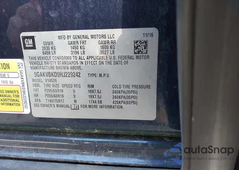 2017 Buick Enclave Leather из США, поврежденный, VIN 5GAKVBKD9HJ229242